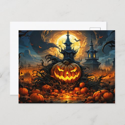 Sinister Glowing Happy Halloween Postcard
