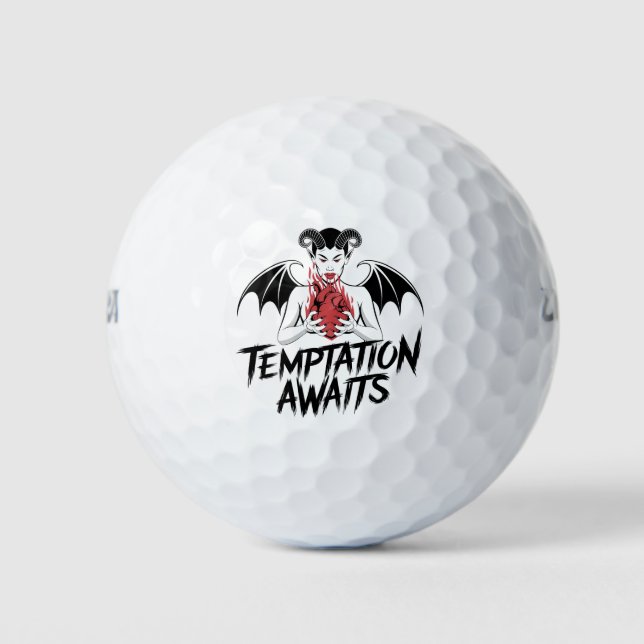 Sinister Gothic Demon Design - Temptation Awaits  Golf Balls (Front)