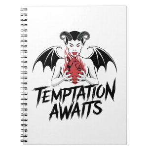 Sinister Gothic Demon Design - Temptation Awaits Notebook