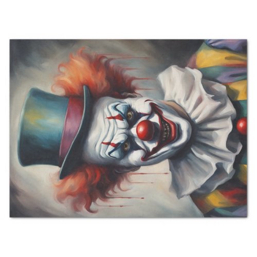 Sinister Grin Scary Clown Decoupage  Tissue Paper