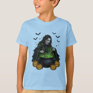 Sinister Halloween Feast: Evil Cooking Witch PNG T-Shirt