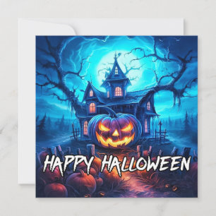 Sinister Halloween Haunted House Card