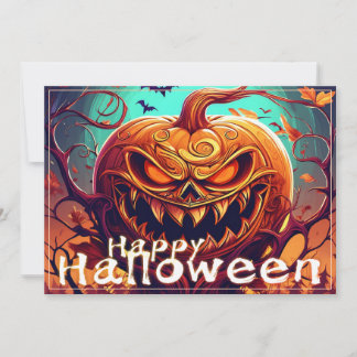 Sinister Jack-o-Lantern Bats Halloween Art