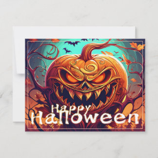Sinister Jack-o-Lantern Bats Halloween Art