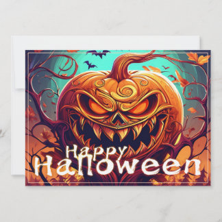 Sinister Jack-o-Lantern Bats Halloween Art