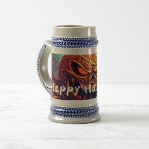 Sinister Jack-o-Lantern Bats Halloween Art Beer Stein