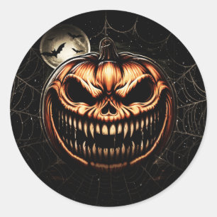 Sinister Jack-O-Lantern Pumpkin Halloween Party Classic Round Sticker