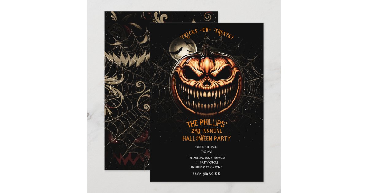 Sinister Jack-O-Lantern Pumpkin Halloween Party Invitation | Zazzle
