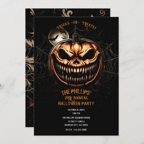 Sinister Jack_O_Lantern Pumpkin Halloween Party Invitation