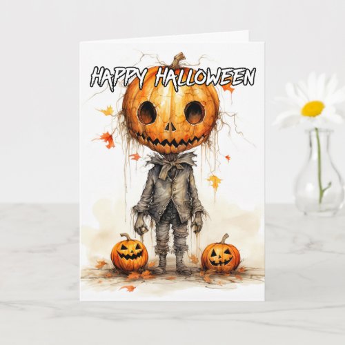 Sinister Pumpkin Fiend  Happy Halloween Card