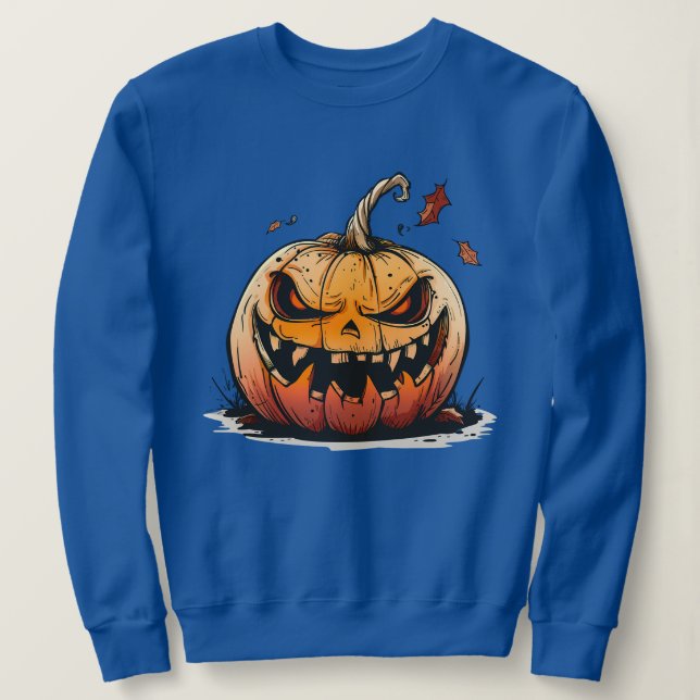 Sinister Pumpkin Halloween T-Shirt – Creepy Jack-O Sweatshirt (Design Front)
