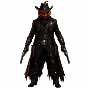Sinister Pumpkin Sheriff Cowboy Jack-o'-Lantern Gr Cutout