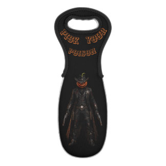 Sinister Pumpkin Sheriff Cowboy Jack-o'-Lantern Gr Wine Bag