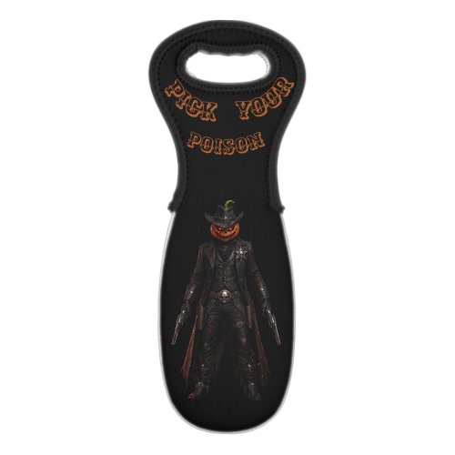 Sinister Pumpkin Sheriff Cowboy Jack-o'-Lantern Gr Wine Bag