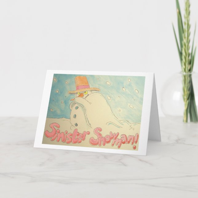 Sinister Snowman Christmas Design Holiday Card (Front)