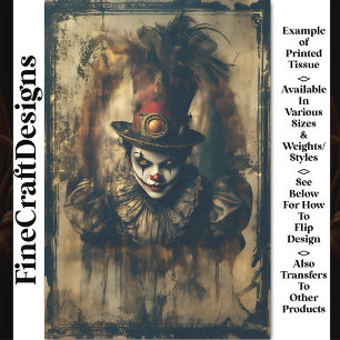 Sinister Victorian Vintage Clown CG3 Decoupage Tissue Paper