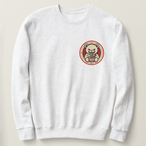 Sinister White Bear Eating Ramen Japanese art Sweatshirt