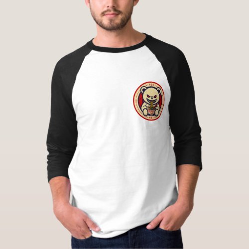 Sinister White Bear Eating Ramen Japanese art T_Shirt