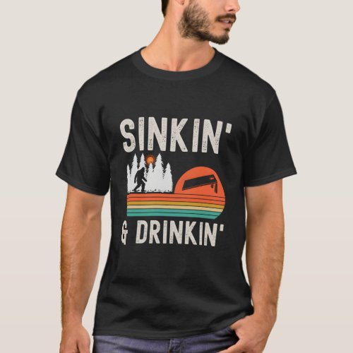 Sinkin And Drinkin Cornhole Bean Bag Bigfoot T_Shirt