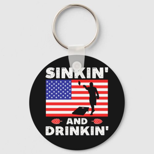 Sinking and Drinking _ funny cornhole Keychain