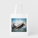 Sinking Of The Titanic Magic Lantern Slide T-shirt Grocery Bag at Zazzle