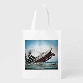 Sinking Of The Titanic Magic Lantern Slide T-shirt Grocery Bag by scenesfromthepast at Zazzle