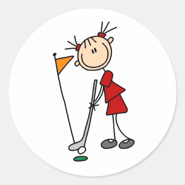 Sinking The Putt From The Green Bag Classic Round Sticker (Front)