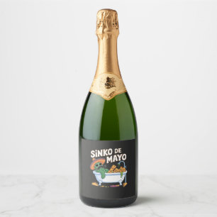 Sinko de Mayo Cinco De Mayo Cactus Funny Sparkling Wine Label