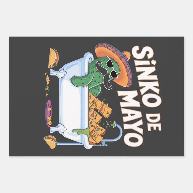 Sinko de Mayo Cinco De Mayo Cactus Funny  Wrapping Paper Sheets (Front)