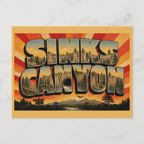 Sinks Canyon State Park Disappearing River Art Postcard