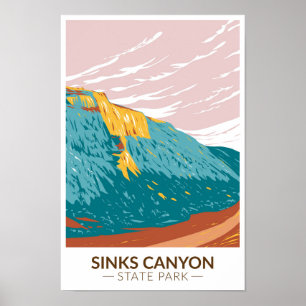 Sinks Canyon State Park Wyoming Vintage Poster