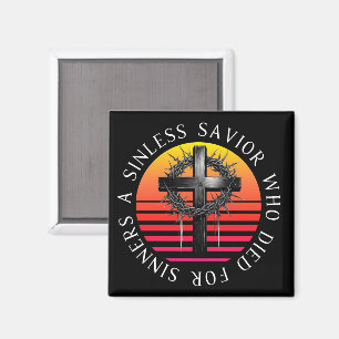 Sinless Savior, Christian Cross Magnet