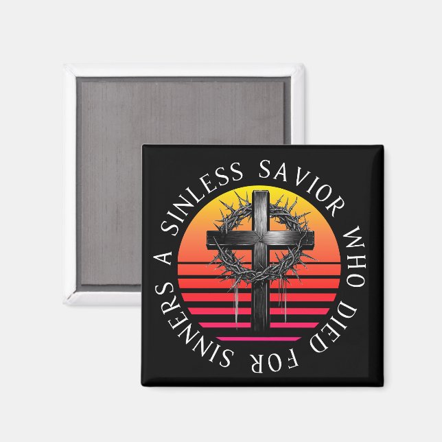 Sinless Savior, Christian Cross Magnet (Front/Back)