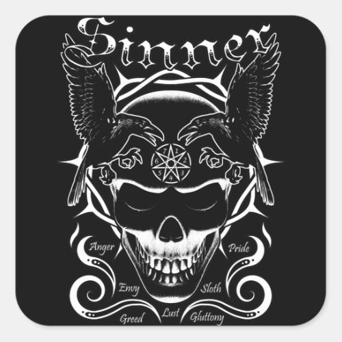Sinner Skull  Crows Stickers
