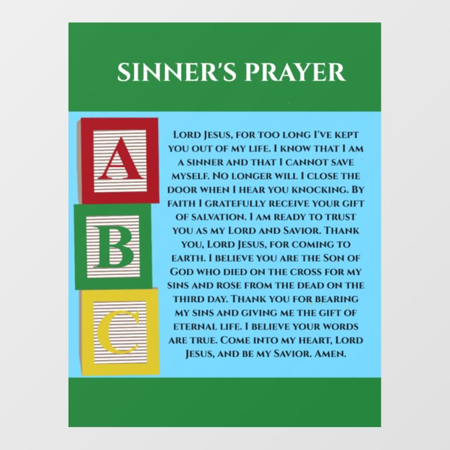 SINNERS PRAYER WALL DECAL  (Front)
