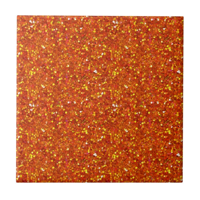 Sinopia Orange Glitter Ceramic Tile (Front)