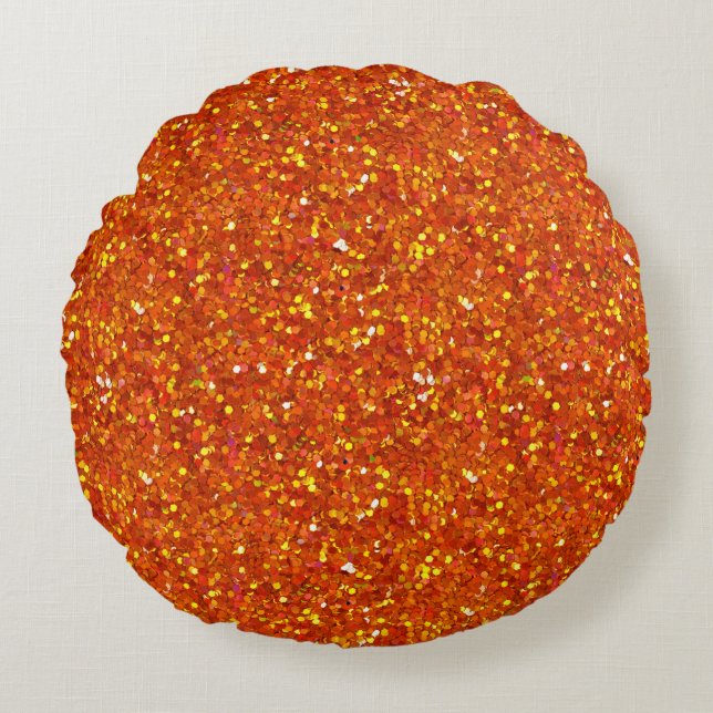 Sinopia Orange Glitter Round Pillow (Front)