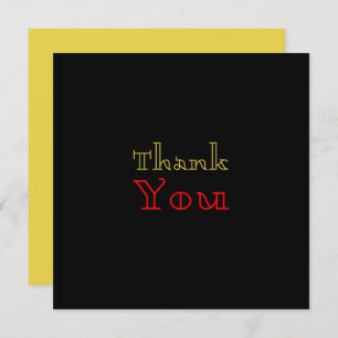 Sinple Black Gold Elegant Gold Red Text Thank You Card