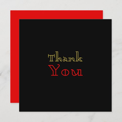 Sinple Black Red Elegant Gold Red Text Thank You Card