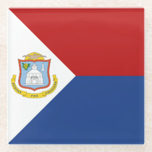 Sint Maarten Flag Glass Coaster