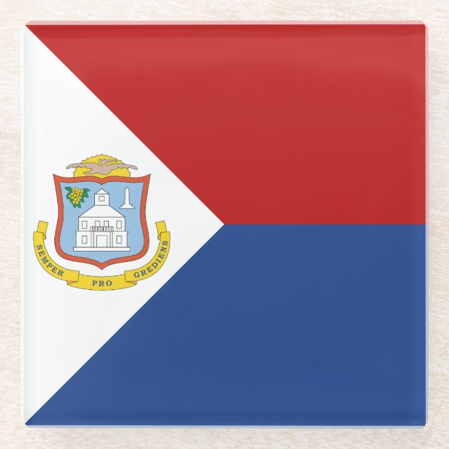 Sint Maarten Flag Glass Coaster (Front)