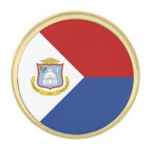 Sint Maarten Flag Gold Finish Lapel Pin