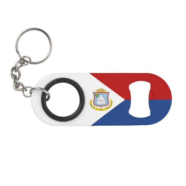 Sint Maarten Flag Keychain Bottle Opener (Front (Horizontal))