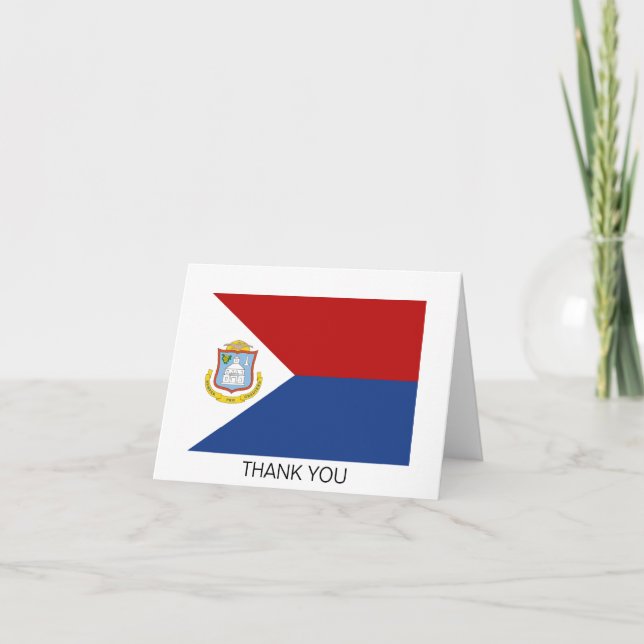 Sint Maarten Flag Letterpress Thank You Card (Front)