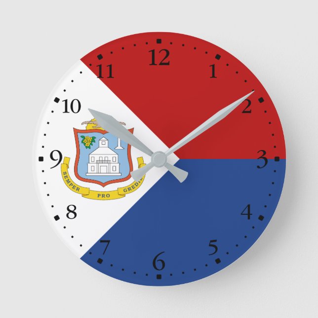 Sint Maarten Flag Round Clock (Front)