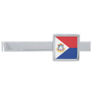 Sint Maarten flag Silver Finish Tie Bar