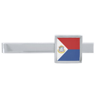 Sint Maarten Flag Silver Finish Tie Bar