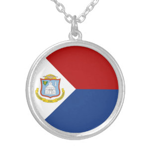 Sint Maarten Flag Silver Plated Necklace
