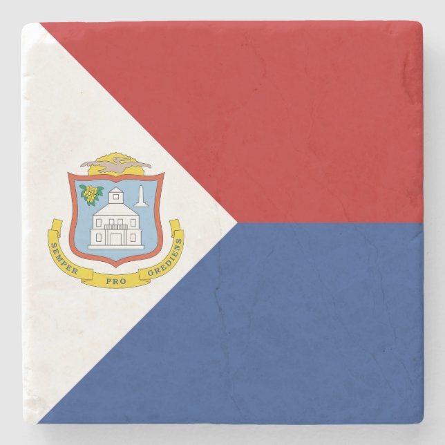 Sint Maarten Flag Stone Coaster (Front)
