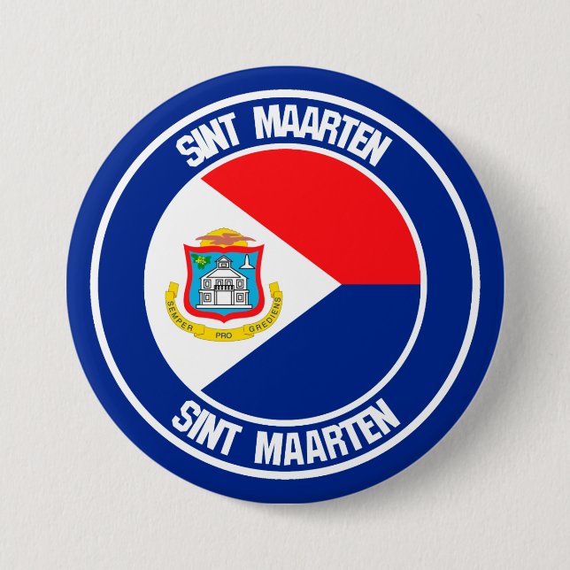 Sint Maarten Round Emblem Button (Front)